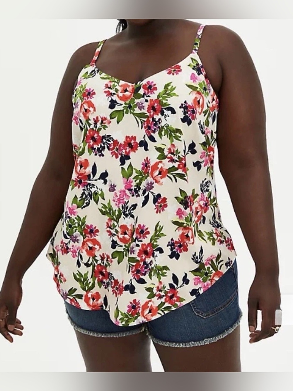 Torrid 3X Stretch Challis Cream Floral Ava Cami
